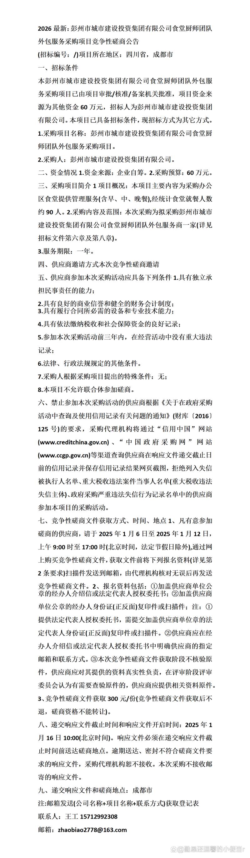 2026年彭州市城市建設投資集團食堂廚師團隊外包服務采購分析 軟件外包服務的跨界啟示